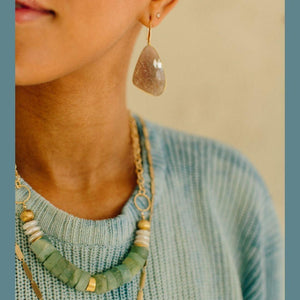 Aquamarine And Pearl Short Statement Necklace - Irit Sorokin Designs Jewelry