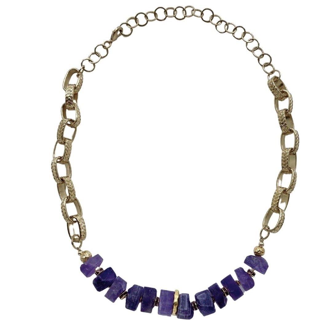 Amethyst Necklace with Gold Chain - Irit Sorokin Designs Jewelry