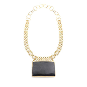 Black Onyx Gold Filled Pendant Statement Necklace - Irit Sorokin Designs Jewelry