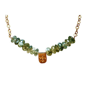 Blue Tourmaline With Gold Pendant Short Necklace - Irit Sorokin Designs Jewelry