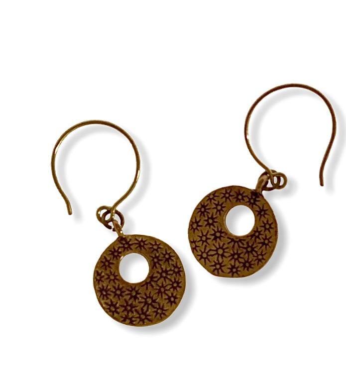 Bronze Dangle Small Hoop Earrings - Irit Sorokin Designs Jewelry