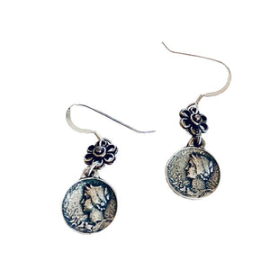 Coin Dangle Silver Earrrings - Irit Sorokin Designs Jewelry