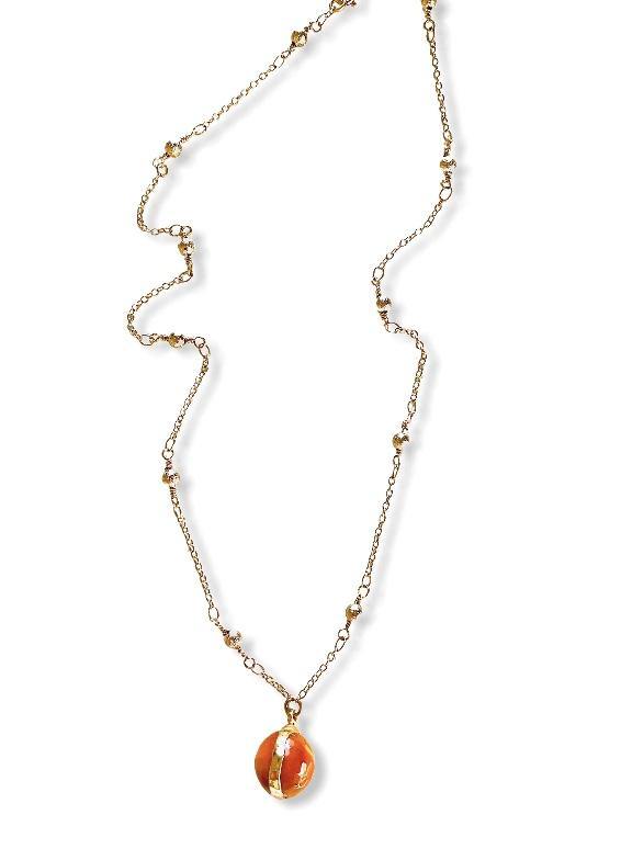 Coral Agate Gold Foil Pendant Necklace - Irit Sorokin Designs Jewelry