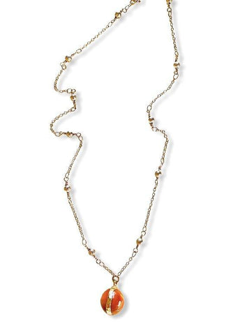 Coral Agate Gold Foil Pendant Necklace - Irit Sorokin Designs Jewelry