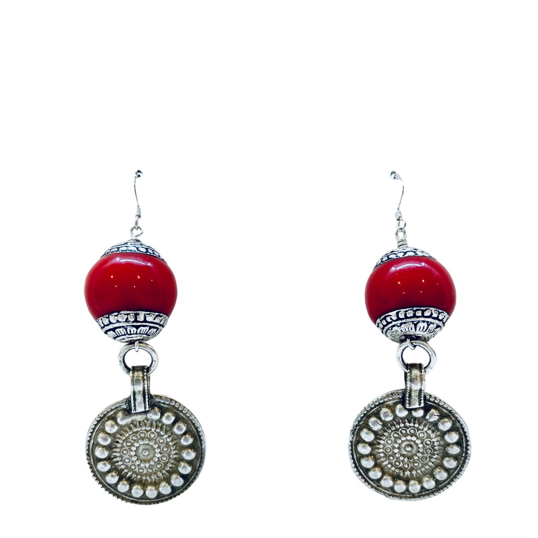 Coral Antique Nepalese Earrings - Irit Sorokin Designs Jewelry
