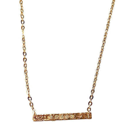 Cubic Zircomium Bar Pendant Gold Necklace - Irit Sorokin Designs Jewelry