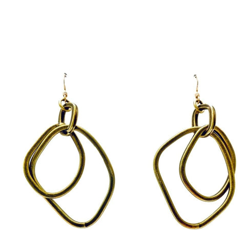 Double Hoop Brass Earrings - Irit Sorokin Designs Jewelry