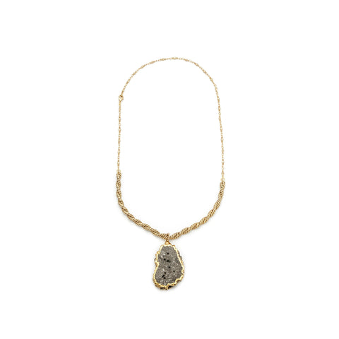 Double-Sided Pyrite Pendant Necklace - Irit Sorokin Designs Jewelry