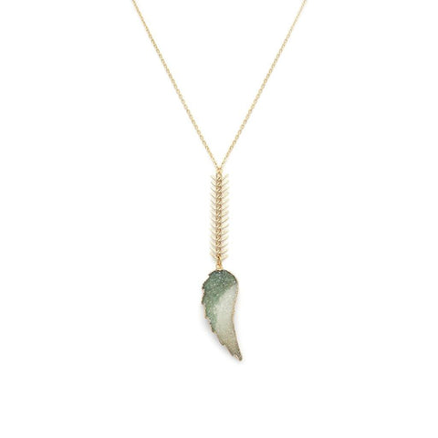 Druzy Angel Wing Necklace - Irit Sorokin Designs Jewelry