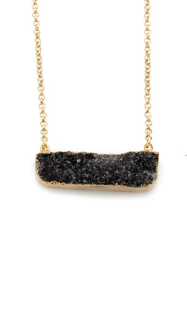 Druzy Black Agate Gold Short Necklace - Irit Sorokin Designs Jewelry