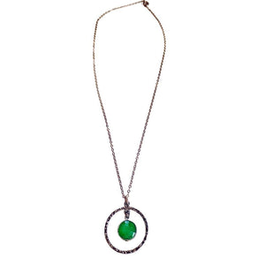 Emerald Pendant Short Silver Necklace - Irit Sorokin Designs Jewelry