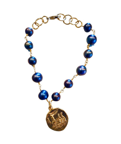 Freshwater Pearls And Roman Coin Bracelet - Irit Sorokin Designs Jewelry