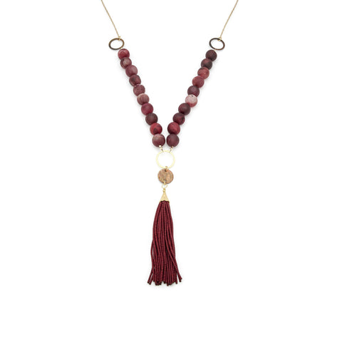 Geode Tassel Gold Necklace - Irit Sorokin Designs Jewelry