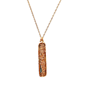 Gold Agate Druzy Pendant Short Necklace - Irit Sorokin Designs Jewelry