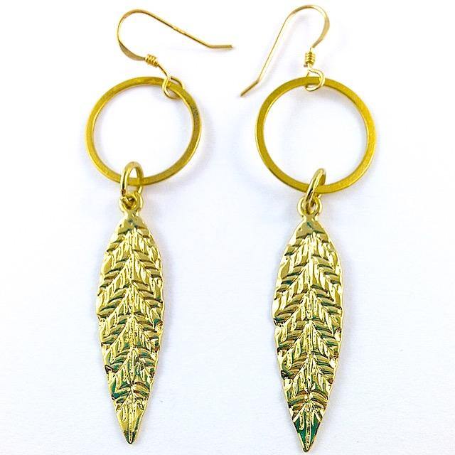 Gold Leaf Dangle Earrings - Irit Sorokin Designs Jewelry