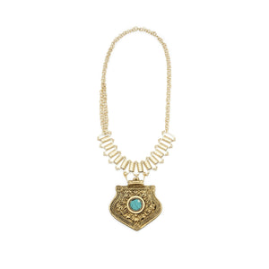 Gold Turquoise Vintage Pendant Necklace - Irit Sorokin Designs Jewelry