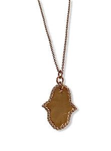 Hamsa Long Gold With Cubic Zirconium Necklace - Irit Sorokin Designs Jewelry