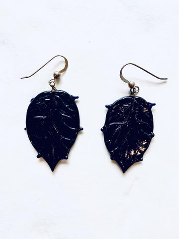Handblown Glass Leaf Earrings - Irit Sorokin Designs Jewelry