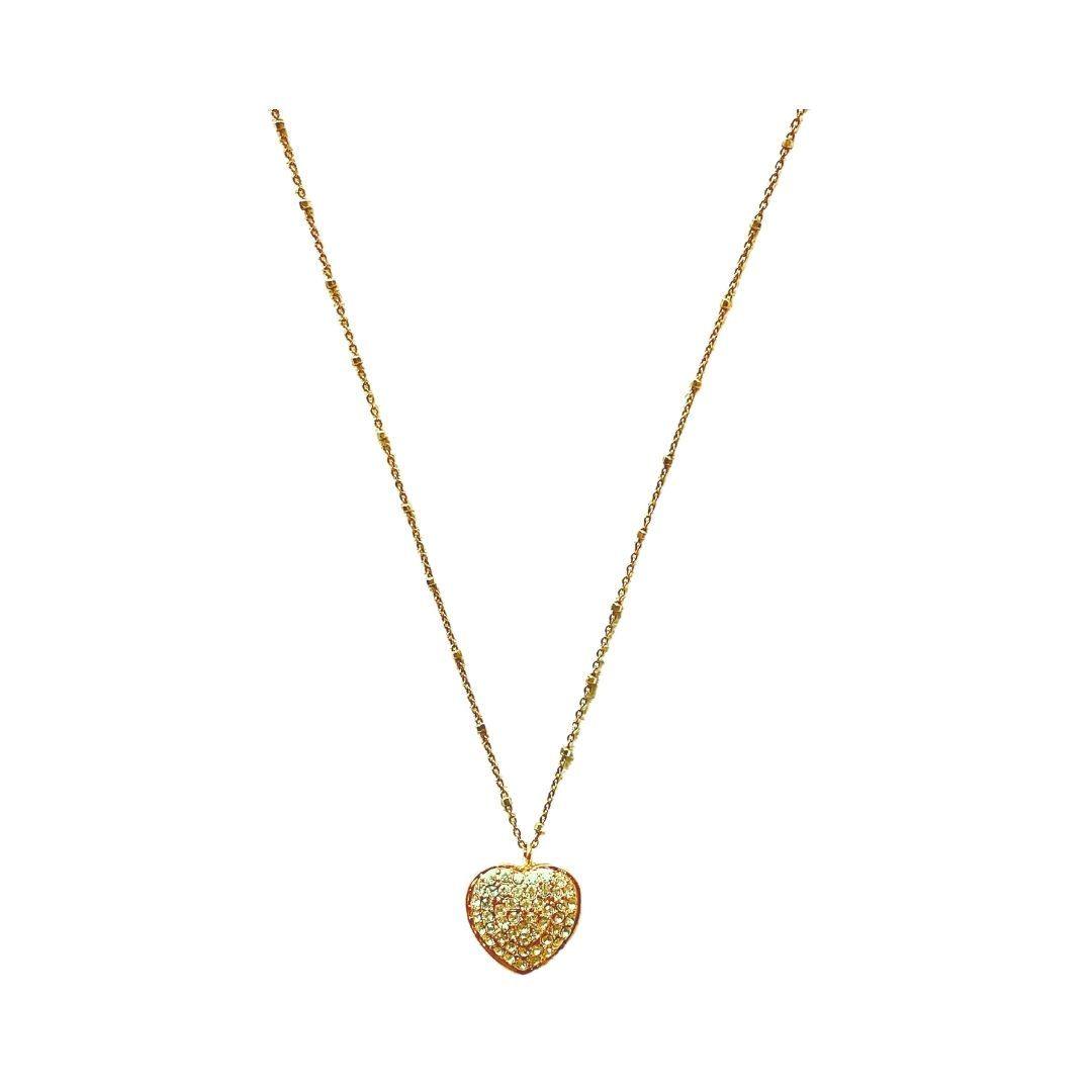 Heart Pave Swaravski Pendant Short Gold Necklace - Irit Sorokin Designs Jewelry
