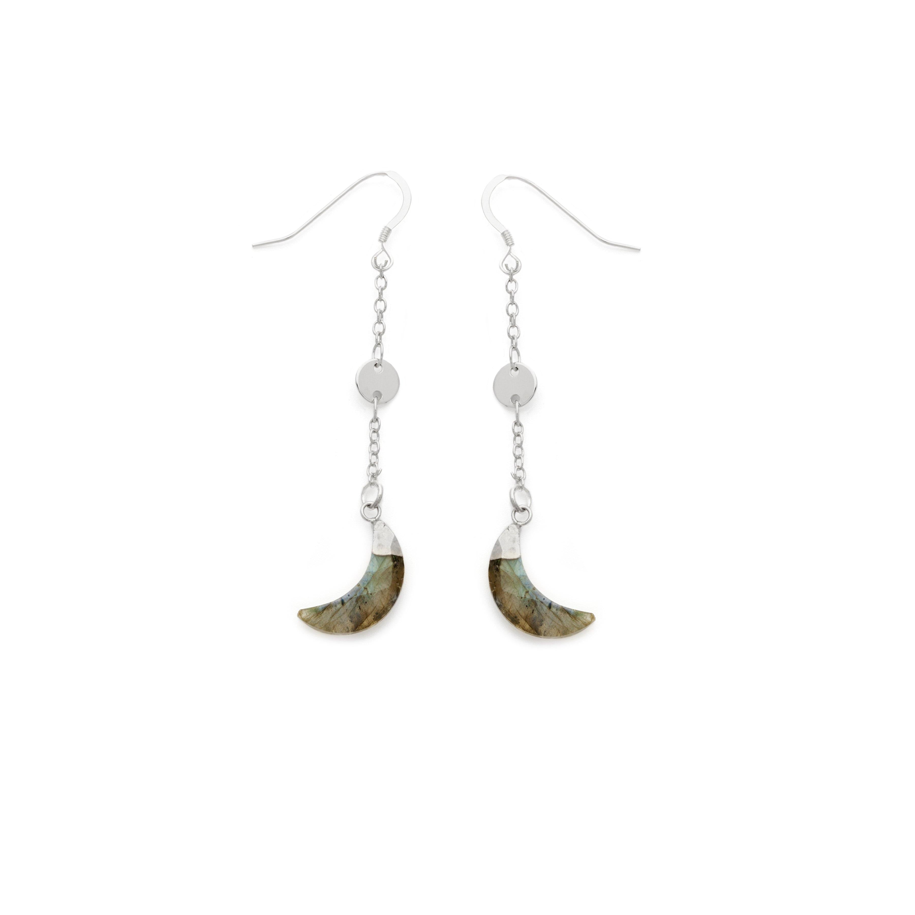 Labradorite Half Moon Earrings - Irit Sorokin Designs Jewelry