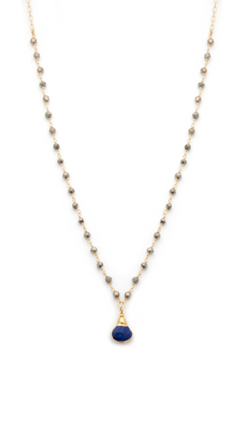 Lapis Lazuli and Pyrite Gold Filled Necklace - Irit Sorokin Designs Jewelry