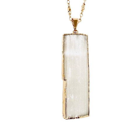 Long Gold Selenite Pendant Necklace - Irit Sorokin Designs Jewelry