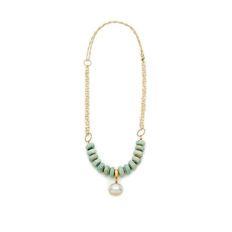 Pearl Amazonite Necklace - Irit Sorokin Designs Jewelry