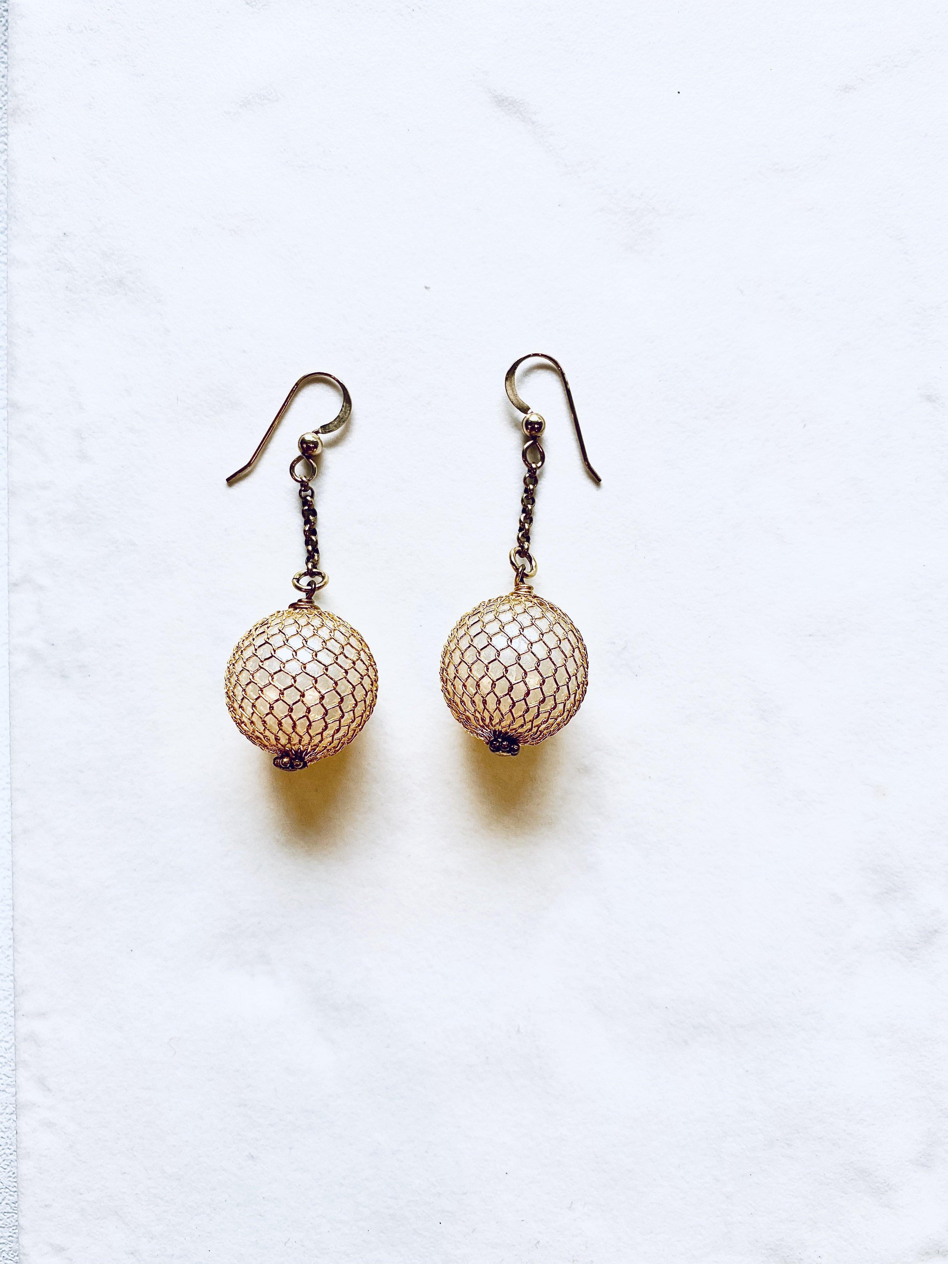 Pearl Mesh Earrings - Irit Sorokin Designs Jewelry
