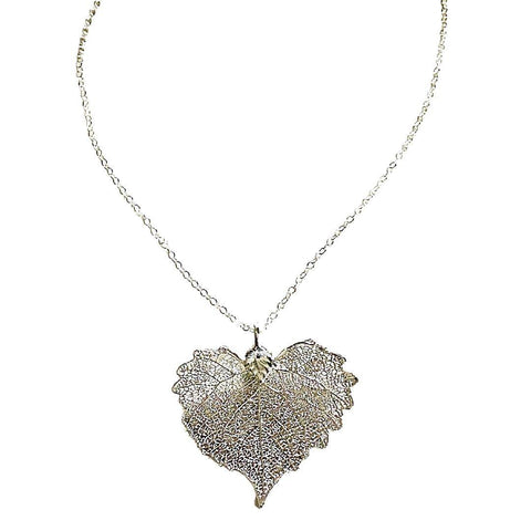 Real Cottonwood Leaf Silver Necklace - Irit Sorokin Designs Jewelry