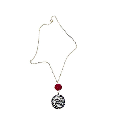 Ruby and Silver Pendant Necklace - Irit Sorokin Designs Jewelry