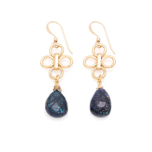 Sapphire Drop Gold Earrings - Irit Sorokin Designs Jewelry