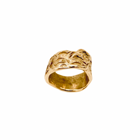 Statement Ring Bronze Wavy Texture - Irit Sorokin Designs Jewelry