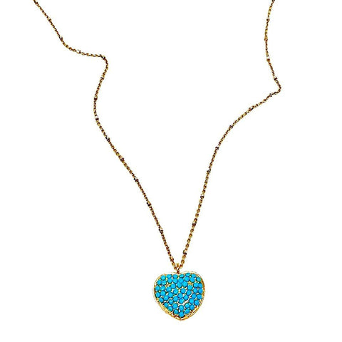Turquoise Swaravski Heart Necklace - Irit Sorokin Designs Jewelry