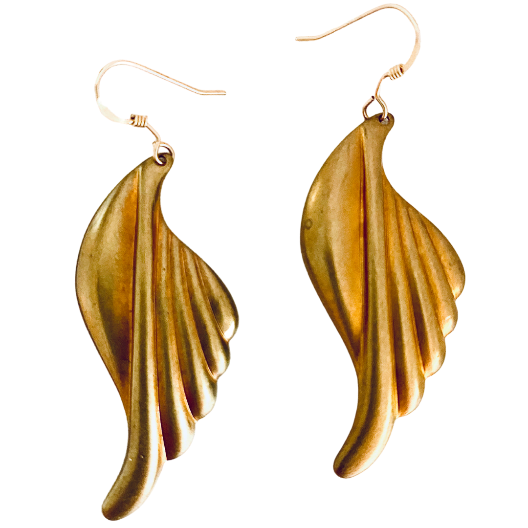 Vintage Brass Leaf Earrings - Irit Sorokin Designs Jewelry